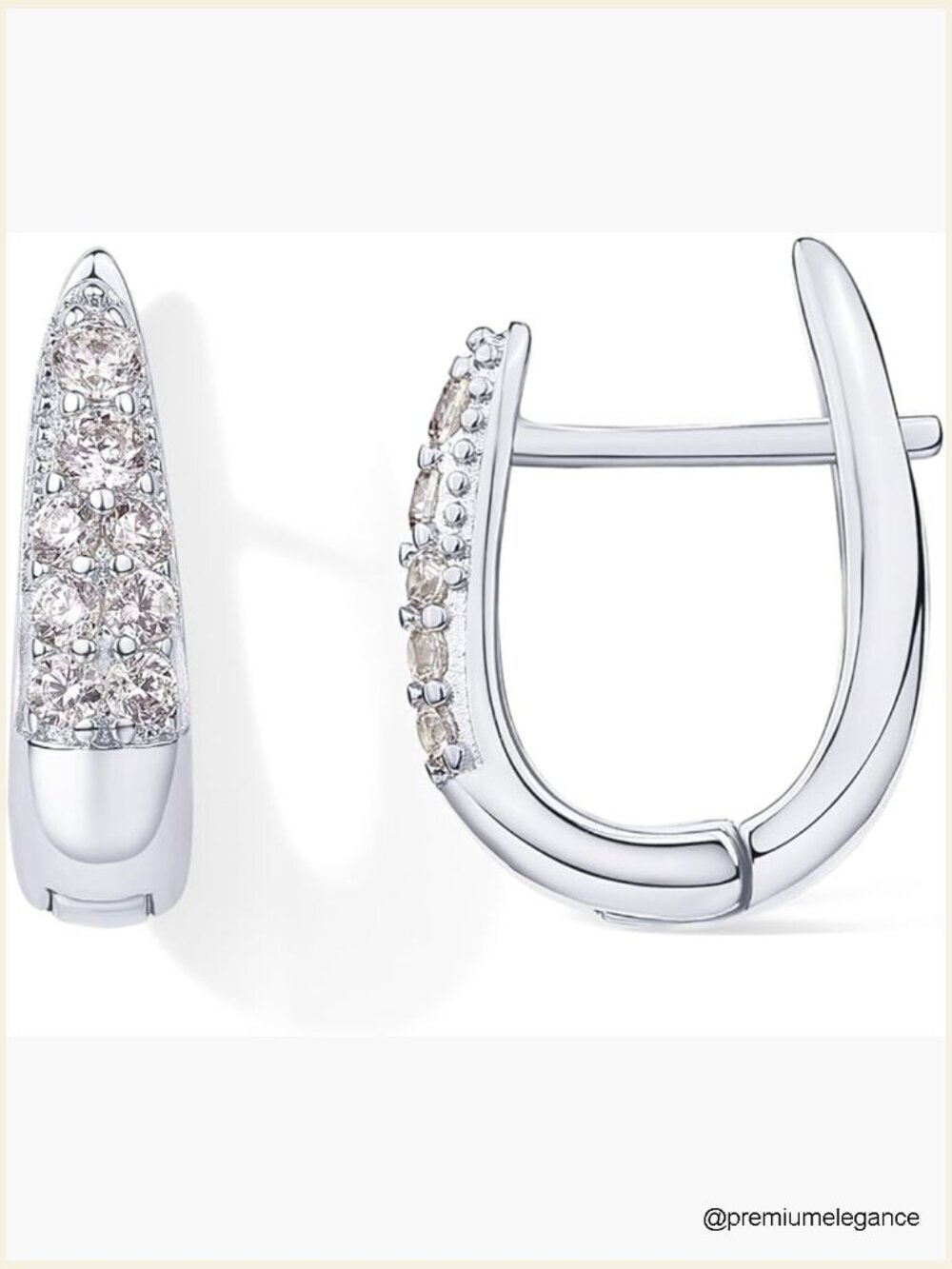 18K Gold Plated Sterling Silver U Shaped Hoop Earrings CZ Huggie